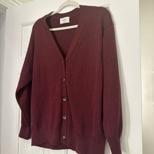 Aritzia Wilfred burgundy wool cardigan sweater Size Small.  Never worn